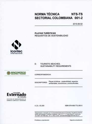 Norma Tecnica Sectorial Colombiana. Playas Turisticas Requisitos De Sostenibilidad
