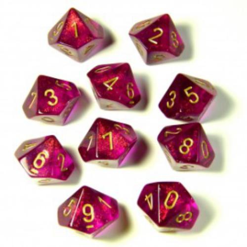 Borealis No.2 Polyhedral Magenta/Gold 7-Dice Set