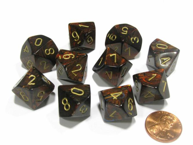 Chessex Translucent Smoke/Red 10-Dice Set