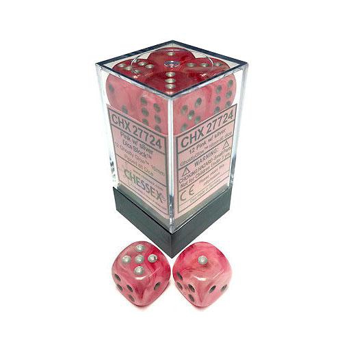 Dice Block - Ghostly Glow Pink/Silver 12-Dice Set