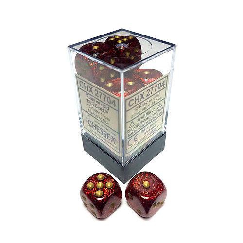 Dice Block - Glitter Ruby/Gold 12-Dice Set