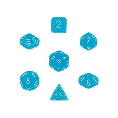 Frosted Polyhedral Blue/White 7-Dice Set