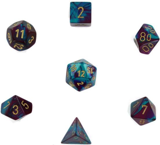 Gemini Polyhedral Purple-Teal W/Gold 7-Dice Set