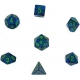 Lustrous Polyhedral Dark Blue W/Green 7-Dice Set