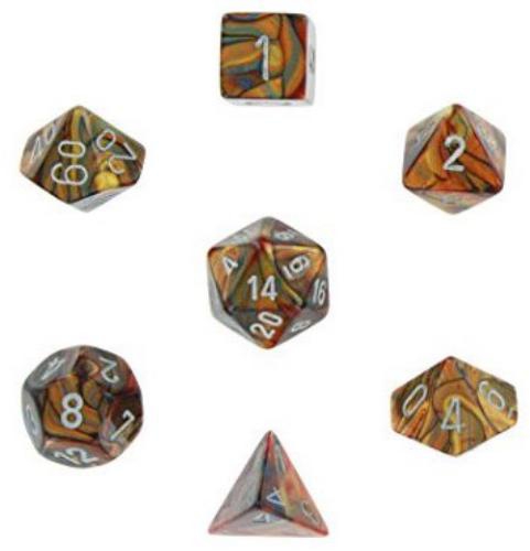 Lustrous Polyhedral Gold/Silver 7-Dice Set