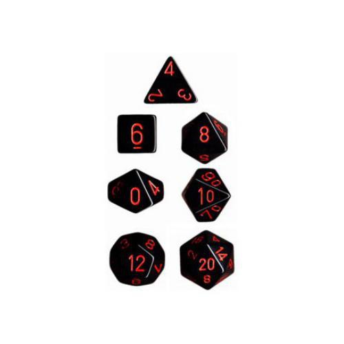 Opaque Polyhedral Black/Red 7-Dice Set