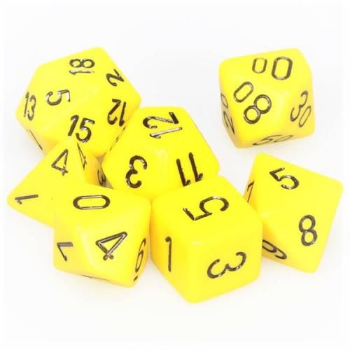 Opaque Polyhedral Yellow/Black 7-Dice Set