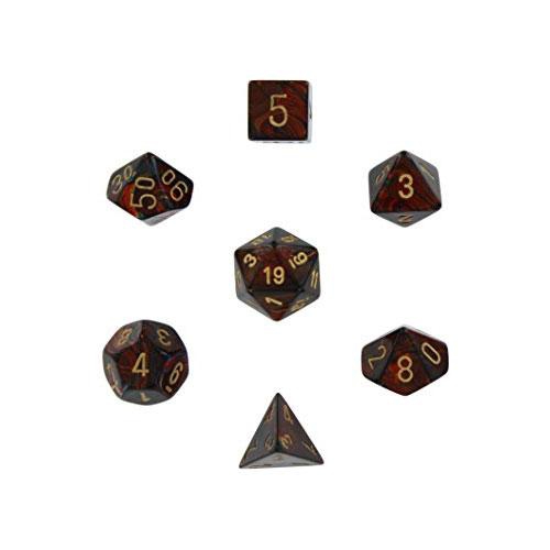 Scarab Polyhedral Blue Blood/Gold 7-Dice Set