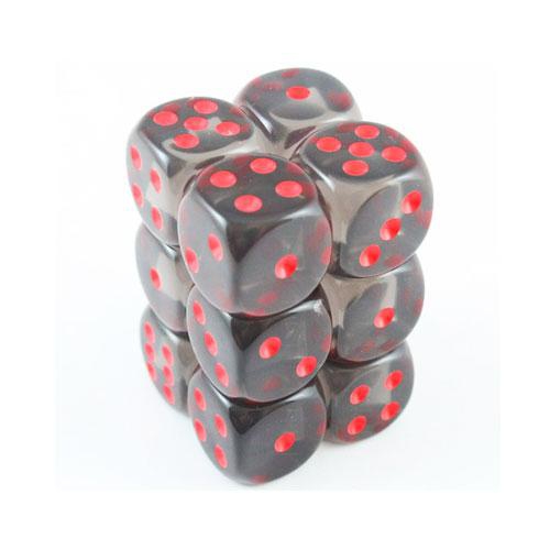 Translucent 16Mm D6 Smoke/Red 12-Dice Set