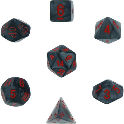 Velvet Dice Polyhedral Black/Red 7-Dice Set