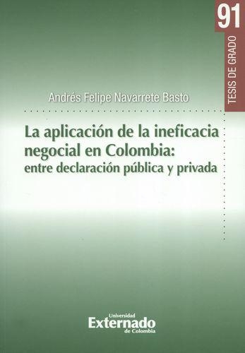 Aplicacion De La Ineficacia Negocial En Colombia Entre Declaracion Publica Y Privada, La